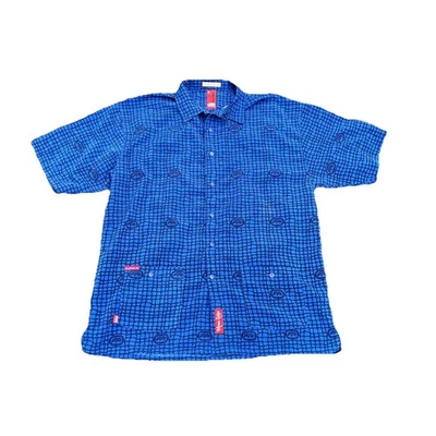 Vintage Marc Ecko Men’s Blue Button Up Rhino Hip Hop Grunge Shirt Size- Large - Image 1 of 4