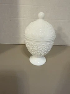Vintage Avon White Milk Glass Small Pedestal Candy Dish with Lid - Picture 1 of 8