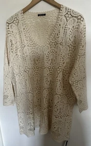 Roman Natural Cotton Crochet Tunic Top Or Beach Cover Up - Picture 1 of 7