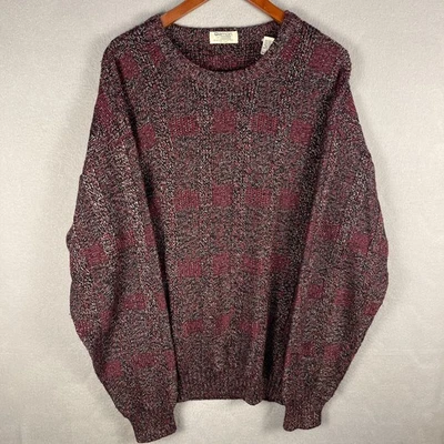 Vintage Damon Sweater Mens Large Tall Purple 3D Knit Metallic Wool Blend Classic - Image 1 of 4