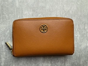 Tory Burch camel hellbraun Leder umlaufender Reißverschluss Kreditkarte Kalbsleder Geldbörse - Bild 1 von 17