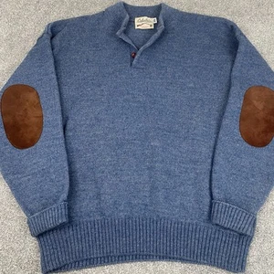Cabela's Pullover Henley Shirt Wollpullover Herren XXL Strick Ellenbogen Patches Vintage - Bild 1 von 9