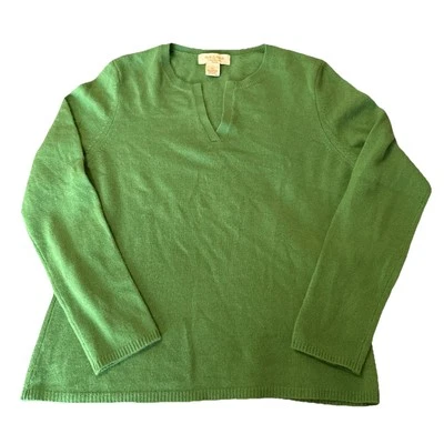 Peck & Peck Cashmere Petite Size Large Green Check Sweater - Image 1 of 3