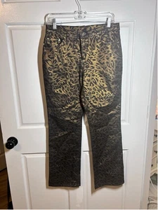 DG2 by Diane Gilman Damenjeans schwarz gold Leopardenmuster gerades Bein 8P - Bild 1 von 8