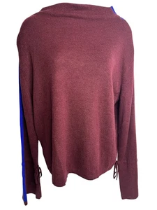 Splendid Sweater Womens Medium Ruby Burgundy Blue Knit Pullover Cashmere Blend - Picture 1 of 6