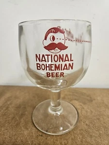 Calice birra pubblicitario nazionale boemo vintage gambo pesante Natty Boh - Foto 1 di 6