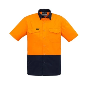 Mens Rugged Cooling Hi Vis |Spliced Short Sleeve Shirt |ZW815 By Syzmik Workwear - Picture 1 of 18