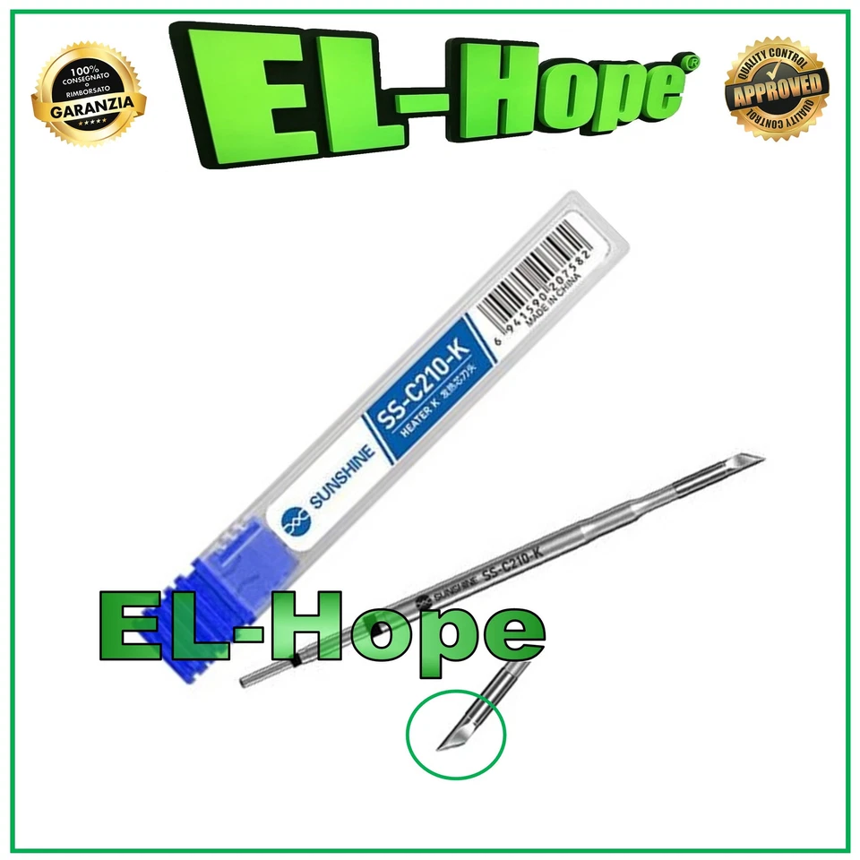 CARTUCCIA SUNSHINE SS-C210-K C210-SK 0.3mm PUNTA PIATTA PER STILO SALDATORE T210 - Immagine 1 di 1