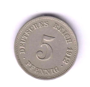 GERMANY DEUTSCHLAND 5 Pfennig 1912G, "2" in date double die defect (AH314) - Picture 1 of 2