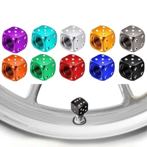 4Pcs Metal Dice Wheel Valve Stem Tire Cap Trims For Car/Bike/Truck Dust Cover - Picture 1 of 19