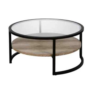 Winston 34 in. Blackened Bronze Round Glass Top Coffee Table - Picture 1 of 6