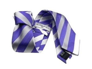 Corbata Rayas Igual Blanco Y Violeta Lila Clase - Imagen 1 de 1
