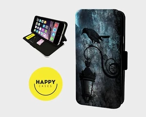GOTH RAVEN CEMETERY LIFE - Faux Leather Flip Phone Case Cover - iPhone/Samsung - Imagen 1 de 5