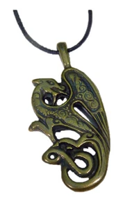 PERO Bronce Pátina Peltre Celta Dragón Collar Nórdico SCA 6599 - Imagen 1 de 3