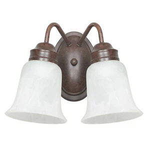 2- Light Vanity Lighting Fixture Bath Wall Sconce Scroll Arm Rubbed Bronze - Picture 1 of 1