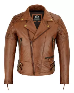Chaqueta de cuero suave para motociclista Gallanto de 2 tonos diamantes - doble revestimiento - Imagen 1 de 11
