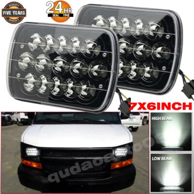 7x6 Black LED Headlights fit Chevrolet Express 1500 2500 3500 Cargo Van G10 G20 - Image 1 of 4