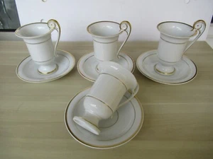 AK Kaiser 4 Kakaobecher mit 4 Unterteller  564  weiss mit gold Rand  Pharisäer - Bild 1 von 11