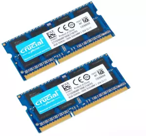 Crucial 16GB 2x8GB Kit DDR3L 1600MHz PC3-12800 SODIMM DDR3 CT102464BF160B.C16FPD - Picture 1 of 5