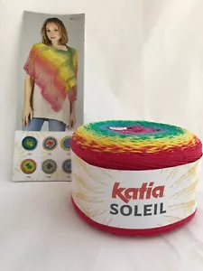 Katia SOLEIL #102 Pink Blue Green Red Yarn 200g Self Striping 2 Shawl Pattern - Picture 1 of 3
