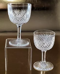 2 Elegant ABP Cut Glass STRAWBERRY DIAMOND Wine Goblets, Different Patterns/Size - Picture 1 of 9