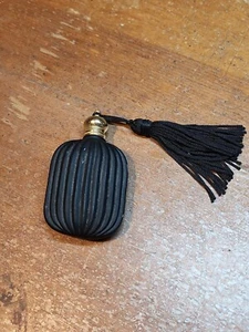 Botella de perfume de vidrio negro vintage para viaje Bougie Art Deco clásico perfecto - Imagen 1 de 7