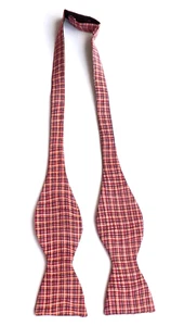 Vintage CAMILLA SMITH Pure SILK Bow Tie Self Tie Pink Multi Design Adjustable - Picture 1 of 9