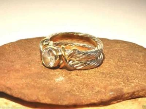 JOSEPH ESPOSITO, VINTAGE DOBLE CABLE BISEL PLATA CONJUNTO ANILLO CIRCONITA CÚBICA - Imagen 1 de 4