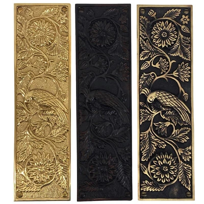 Parrot Motif Push Plate in Cast Solid Brass - Image 1 of 4