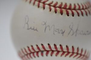 Bill Moose Skowron Yankees Signed Gene Budig Rawlings Oal Baseball JSA Certified