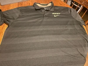 Army Nike Dri-Fit Black Striped Golf Polo Mens XL - Picture 1 of 2