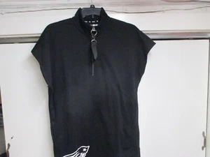 NEW ENGLAND PATRIOTS (DKNY) WOMENS SHORT SLEEVE TUNIC SWEATSHIRT (MED) NWT BLACK - Picture 1 of 5