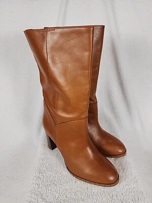 ***Nuevo*** Bota alta All Saints Millie tacón bloque cuero tostado, talla 10 Foto 1 de 4