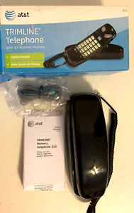 NEW AT&T 210 Corded Trimline Telephone With Lighted Keypad (Black)
