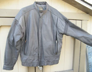 Vintage Echtes Leder Gray Leather Lined Motorcycle Jacket Men's Size 48 - Imagen 1 de 7