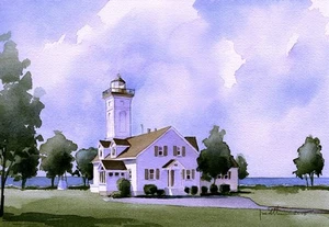 Faro de Stony Point, Henderson Bay Lake Ontario, Nueva York. Tarjetas de notas artísticas de James Mann - Imagen 1 de 2