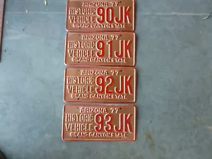 QTY OF 4 - Vintage 1977 Arizona Historic Vehicle License Plates COPPER - Picture 1 of 3