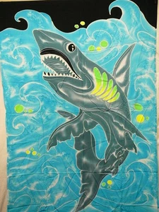 SHARK HAND PAINTED ULTRA VIOLET REACTIVE WALL BANNER "NEW" AUZ SELLER - Picture 1 of 1