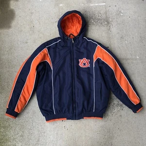 Vintage 90s Auburn Tigers Hooded Puffer Jacket Embroidered Logo Adult Large - Picture 1 of 11