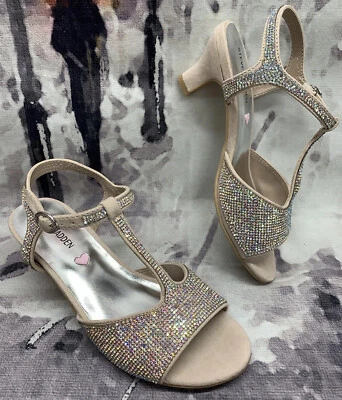 Steve Madden Heeled Sandal Girl kids Size 3M Blush JChachha Bling Embellished ￼ - Image 1 of 4