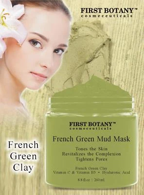 Luxurious French Green Anti-Aging Mud Mask Pore Minimizer Acne Blackhead Remover - Image 1 of 2