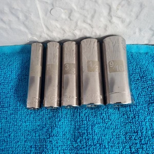 Craftsman 1/4" Dr 6pt SAE 5 pc EZ Read Deep Well Socket Set - Foto 1 di 10