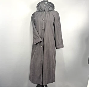 Vintage Gallery Rain Coat Womens 8 Black Long Removable Hood Hong Kong - Picture 1 of 16