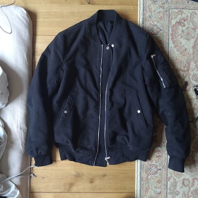 Rick Owens Bomber Jacket Size 46 Thick Cotton Twill. Wool Ribbing - image 1 of 4