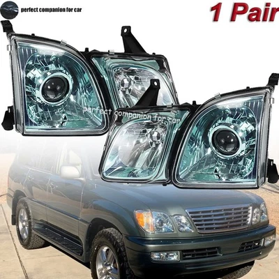 Left Right Headlight Halogen Green For Lexus LX470 1998-2007 Front Headlamp - Image 1 of 4