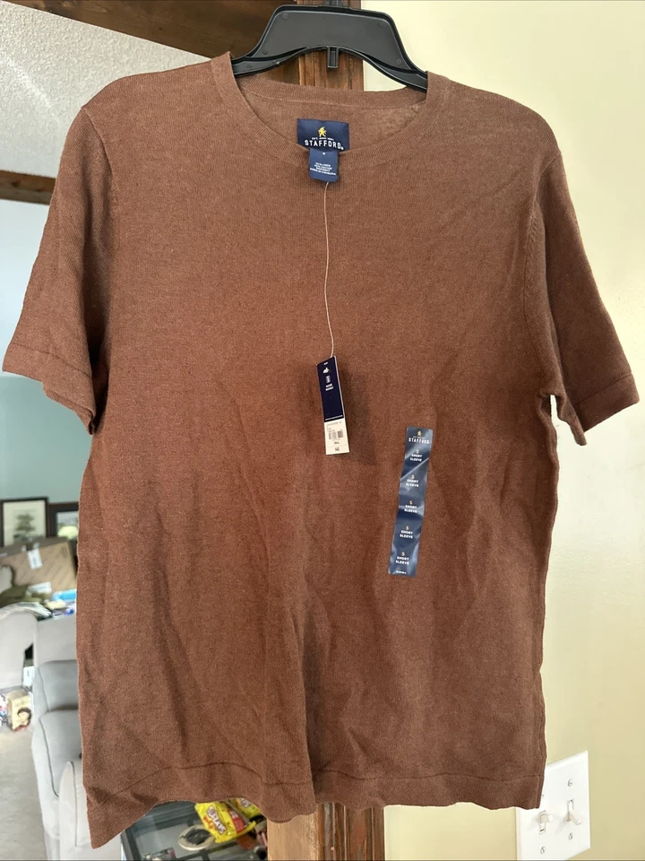 Camisa marrón occidental manga corta Stafford para hombre Foto 1 de 4