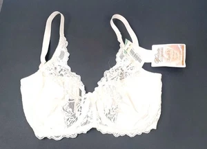 Vintage Sears Venchelle Spitze Nylon BH Vollfigur Gr. 38D Neu mit Etikett Beige Bügel - Bild 1 von 5