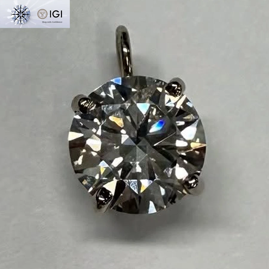 Hermoso colgante de diamantes cultivados en laboratorio IGI 1,50 quilates corte redondo F VS1 en oro blanco de 14 quilates Foto 1 de 4