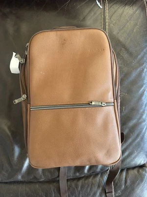 Samsonite - Mochila delgada clásica de cuero para computadora portátil de 14,1" - Coñac Foto 1 de 3