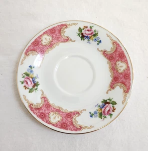 Vintage Red Sea Spring Garden Untertasse Teller 6" Rosa Blumen Goldrand Remington - Bild 1 von 5